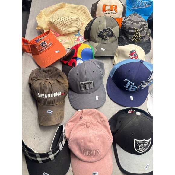 Huge Hat Lot 25 Nike Patagonia Levis MLB NFL NBA Snapback Trucker Visor Bundle - Picture 2 of 6